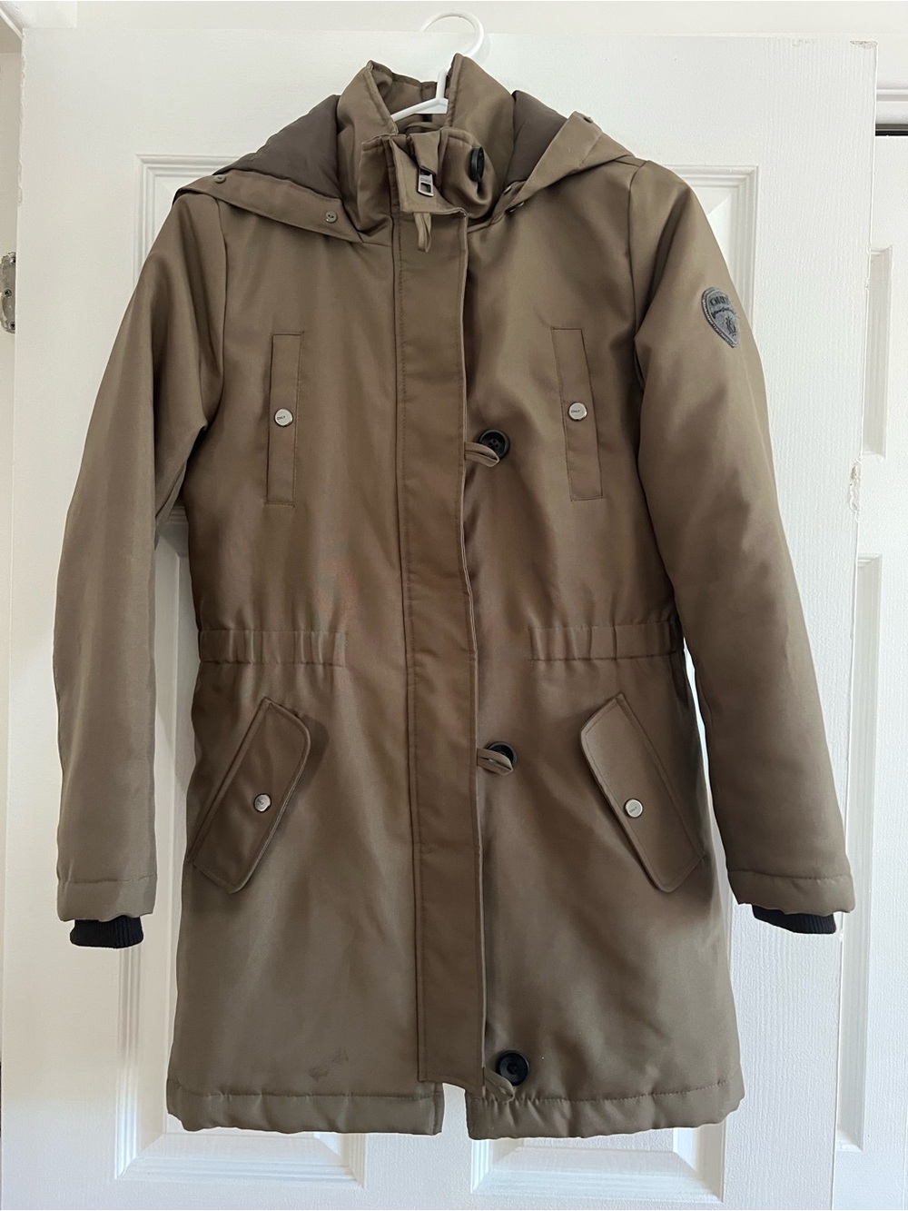 ONLY Khaki Green Winter Parka Jacket - Size XS (Very Good Condition)